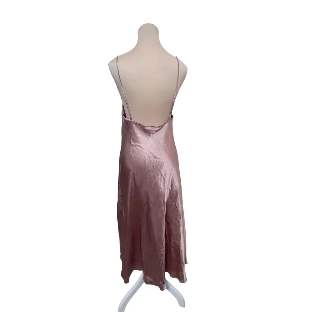 Vanity‎ Fair Women Satin Slip Dress Medium Rose Pink Midi Nightgown Romantic